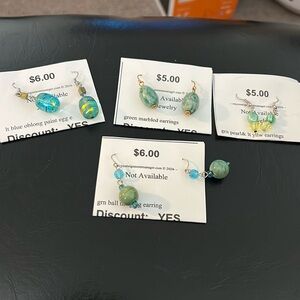 Lot of 4 green/blue earrings